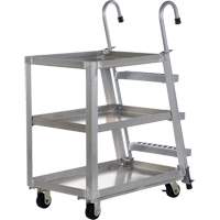 Stockpicker Truck, Aluminum, 21-7/8" W x 40" D, 3 Shelves, 660 lbs. Capacity GTA Hardware Inc