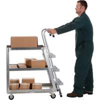 Stockpicker Truck, Aluminum, 21-7/8" W x 40" D, 3 Shelves, 660 lbs. Capacity GTA Hardware Inc