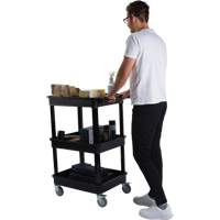 Chariot utilitaire avec tablette &agrave; bordure profonde, 3 tiers, 19" x 39-1/2" x 28-1/4", Capacit&eacute; 330 lb GTA Hardware Inc