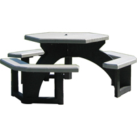 Recycled Plastic Hexagon Picnic Tables, 78" L x 78" W, Grey GTA Hardware Inc
