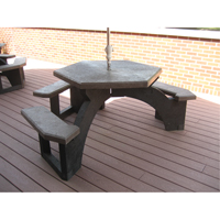 Recycled Plastic Hexagon Picnic Tables, 78" L x 78" W, Brown GTA Hardware Inc