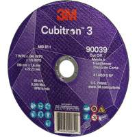Meule &agrave; tronçonner Cubitron 3, 7" x 0,09", Arbre de 7/8", Type T27, C&eacute;ramique, 8500 Tr/min GTA Hardware Inc