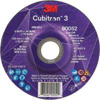 Meule &agrave; tronçonner Cubitron 3, 5" x 0,04", Arbre de 7/8", Type 27, C&eacute;ramique, 60 Tr/min GTA Hardware Inc