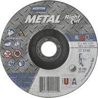 Meule &agrave; tronçonner m&eacute;tallique pour coupe &agrave; angle droit RightCut, 6" x 0,045", Arbre de 7/8", Type 27/42, Oxyde d'aluminium, 10190 Tr/min GTA Hardware Inc