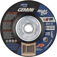 Meule &agrave; tronçonner pour coupe &agrave; angle droit RightCut Gemini, 4-1/2" x 0,045", Arbre de 5/8"-11, Type 27/42, Oxyde d'aluminium, 13580 Tr/min GTA Hardware Inc
