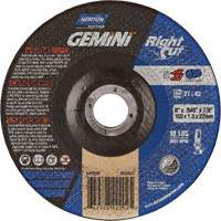 Meule &agrave; tronçonner pour coupe &agrave; angle droit RightCut Gemini, 6" x 0,045", Arbre de 7/8", Type 27/42, Oxyde d'aluminium, 10185 Tr/min GTA Hardware Inc