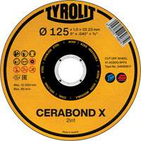 Cerabond X Cut-Off Wheel, 5" x 0.04", 7/8" Arbor, Ceramic GTA Hardware Inc