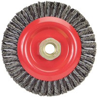 Brosse &agrave; fils nou&eacute;s pour cordons de soudure pour meuleuse angulaire, Dia. 5", Fils 0,02", Arbre 5/8"-11, Acier GTA Hardware Inc