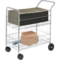 Wire Mail Cart, 200 lbs. Capacity, Chrome, 19" D x 30" L x 39-1/4" H, Chrome Plated GTA Hardware Inc