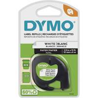 &eacute;tiquettes pour &eacute;tiqueteuse LetraTag Plus LT-100H, 12 mm x 13', Noir sur blanc GTA Hardware Inc