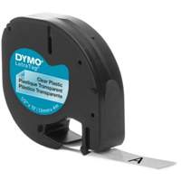Labels for LetraTag Plus LT100-H, 12 mm x 157-12/25", Black on Clear GTA Hardware Inc