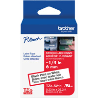 Extra-Strength Laminated Tape for P-Touch Label Makers, 6 mm x 8 m, Black on White GTA Hardware Inc