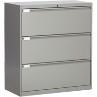 Classeur lat&eacute;ral, Acier, 3 tiroirs, 36" la x 18" p x 40-1/16" h, Gris GTA Hardware Inc