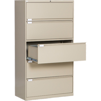 Classeur lat&eacute;ral, Acier, 5 tiroirs, 36" la x 18" p x 65-1/2" h, Beige GTA Hardware Inc