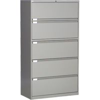 Classeur lat&eacute;ral, Acier, 5 tiroirs, 36" la x 18" p x 65-1/2" h, Gris GTA Hardware Inc