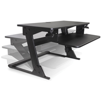 Goya Sit-Stand Workstation, Desktop Unit, 21" H x 35-2/5" W x 24" D, Black GTA Hardware Inc