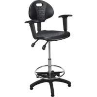 Tabouret ergonomique robuste avec accoudoirs r&eacute;glables, Stationnaire, Ajustable Hauteur, Capacit&eacute; 250 lb GTA Hardware Inc