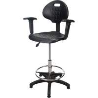 Tabouret ergonomique robuste avec accoudoirs r&eacute;glables, Stationnaire, Ajustable Hauteur, Capacit&eacute; 250 lb GTA Hardware Inc
