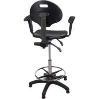 Tabouret ergonomique robuste avec accoudoirs r&eacute;glables, Stationnaire, Ajustable Hauteur, Capacit&eacute; 250 lb GTA Hardware Inc