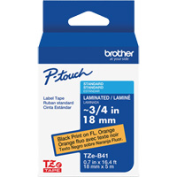 TZe-B41 Laminated Tape for TZe-Compatible P-Touch Label Makers, Black on Fluorescent Orange, 0.7" Width GTA Hardware Inc