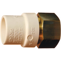 Threaded Pipe Adapter, Hub x FPT, 1" Dia., Brass/CPVC GTA Hardware Inc