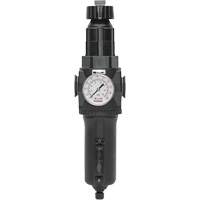 Manual Drain Filter/Regulator with Metal Bowl & Gauge Modulair 400, 1/2" NPT, 200 psi, 9.1 fl. oz. Capacity GTA Hardware Inc