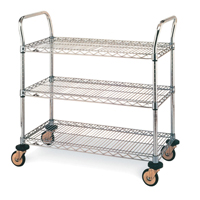 Standard-Duty Utility Cart With Wire Shelves, Chrome Plated, 18" x 39" x 36", 375 lbs. Capacity GTA Hardware Inc