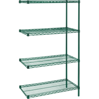 &eacute;tag&egrave;res robustes en treillis m&eacute;tallique au fini &eacute;poxy vert, Ensemble de Ajout, 4 Tablettes, 36" la x 63" h x 24" p GTA Hardware Inc