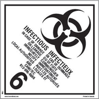 TDG Shipping Labels, Class 6.2, Infectious Substances, Paper GTA Hardware Inc