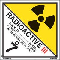 TDG Shipping Labels, Class 7, Radioactive III, Paper GTA Hardware Inc