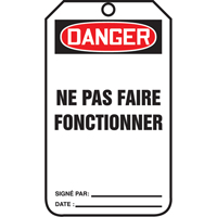 Lockout Tags, Cardstock, 3-1/8" W x 5-7/8" H, French GTA Hardware Inc