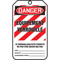 &eacute;tiquettes de s&eacute;curit&eacute; - Verrouillage, Papier cartonn&eacute;, 3-1/8" la x 5-7/8" h, Français GTA Hardware Inc