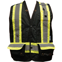 Fire Retardant Surveyor Safety Vest, Black, Small, Polyester GTA Hardware Inc