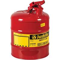 Safety Cans, Type I, Steel, 5 US gal., Red, FM Approved/UL/ULC Listed GTA Hardware Inc