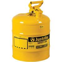 Safety Cans, Type I, Steel, 5 US gal., Yellow, FM Approved/UL/ULC Listed GTA Hardware Inc