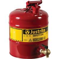 Laboratory Safety Can with Faucet, Type I, Steel, 5 US gal., Red, FM Approved GTA Hardware Inc