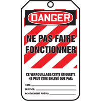 Lockout Tags, Plastic, 3-3/8" W x 5-5/8" H, French GTA Hardware Inc