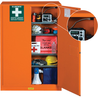 Emergency Preparedness Storage Cabinets, Steel, 4 Shelves, 65" H x 43" W x 18" D, Orange GTA Hardware Inc