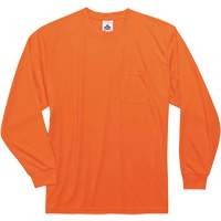GloWear 8091 Non-Certified Long Sleeve T-Shirt, Polyester, Small, High Visibility Orange GTA Hardware Inc