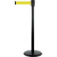 Montant pour barri&egrave;re Slimline TensaBarrier, Acier, 38" h, Ruban Jaune, Longueur du ruban 7,5' GTA Hardware Inc