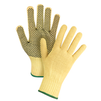 Gants tricot&eacute;s sans couture &agrave; pois, Taille Moyen/8, Calibre 7, Rev&ecirc;tement PVC, Enveloppe en Kevlar, ASTM ANSI niveau A2/EN 388 niveau 3 GTA Hardware Inc