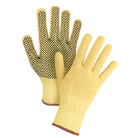 Gants tricot&eacute;s sans couture &agrave; pois, Taille Grand/9, Calibre 7, Rev&ecirc;tement PVC, Enveloppe en Kevlar, ASTM ANSI niveau A2/EN 388 niveau 3 GTA Hardware Inc