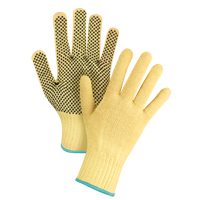 Gants tricot&eacute;s sans couture &agrave; pois, Taille T-Grand/10, Calibre 7, Rev&ecirc;tement PVC, Enveloppe en Kevlar, ASTM ANSI niveau A2/EN 388 niveau 3 GTA Hardware Inc