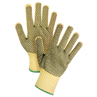 Gants tricot&eacute;s deux c&ocirc;t&eacute;s, sans couture, &agrave; pois, Taille Moyen/8, Calibre 7, Rev&ecirc;tement PVC, Enveloppe en Kevlar, ASTM ANSI niveau A2/EN 388 niveau 3 GTA Hardware Inc