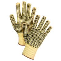 Gants tricot&eacute;s deux c&ocirc;t&eacute;s, sans couture, &agrave; pois, Taille Grand/9, Calibre 7, Rev&ecirc;tement PVC, Enveloppe en Kevlar, ASTM ANSI niveau A2/EN 388 niveau 3 GTA Hardware Inc