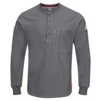 Excel FR&reg; Long Sleeve Henley Shirts, Small, Grey GTA Hardware Inc