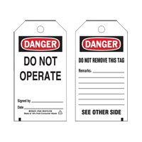 Lockout Tags, Plastic, 3" W x 5-3/4" H, English GTA Hardware Inc