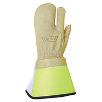 Lineman's 3-Finger Gloves, Medium, Grain Cowhide Palm GTA Hardware Inc