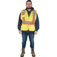 Flame-Resistant Surveyor Vest, High Visibility Lime-Yellow, Medium, Polyester GTA Hardware Inc