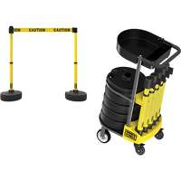 PLUS Barrier Post Cart Kit with Tray, 75' L, Metal, Yellow GTA Hardware Inc